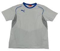 Bílé sportovní tričko se vzorem a logem Puma