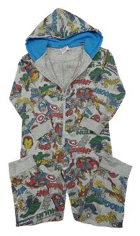 Sivá tepláková kombinéza s Marvel hrdinami a kapucňou Primark