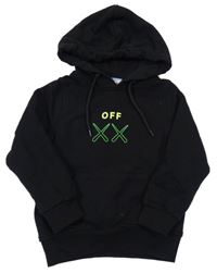 Čierna mikina s nápisom a kapucí Off White