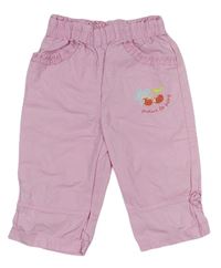 Ružové plátenné nohavice s třeničkami C&A