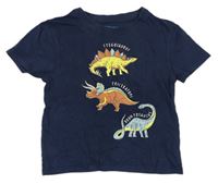 Tmavomodré tričko s dinosaurami Primark
