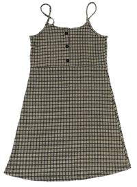 Béžovo-sivé vzorované rebrované šaty s gombíkmi Primark