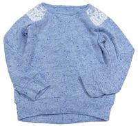 Svetlomodrý melírovaný ľahký sveter s čipkou Mothercare