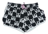 Čierno-biele kockované bavlnené kraťasy s Mickeym zn. Primark