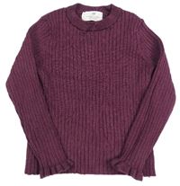 Lilkový rebrovaný pletený sveter H&M