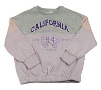 Lila-sivá mikina s nápisem z flitrů zn. Next