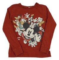 Hnědé pyžamové triko s Mickeym a kamarády Disney