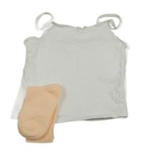 2 set - biela košilka + marhuľové ponožky