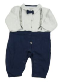 Bielo-tmavomodrý overal s motýlkom H&M