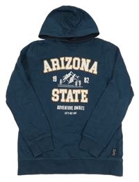 Petrolejová mikina s nápisem a kapucí C&A