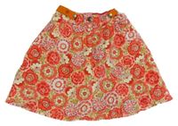 Ružovo-smotanová kvetovaná zamatová sukňa