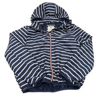 Tmavomodro-biela pruhovaná šušťáková jarná bunda s kapucňou H&M