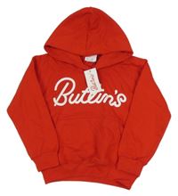 Nové - červená oversize mikina s nápisem a kapucí 