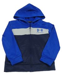 Modro-tmavomodrá športová prepínaci mikina s logom a kapucňou Under Armour