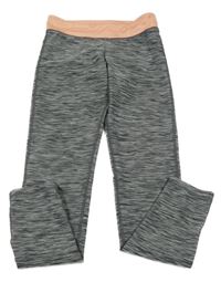Šedé melírované sportovní legíny s meruňkovým pasem H&M