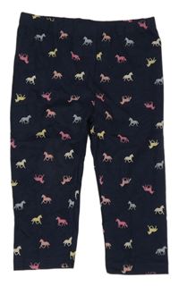Tmavomodré crop legíny s koníky Topolino