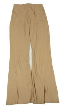 Béžové žebrované flare teplákové kalhoty C&A