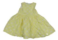 Žluto-bílé puntíkaté plátěné šaty Primark