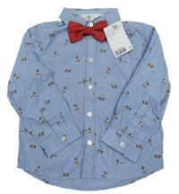 Nové - světlemodrá košile se sobíky + motýlek H&M