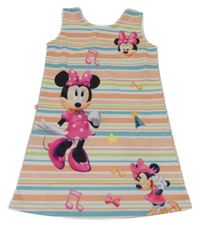 Farebné pruhované šaty s Minnie
