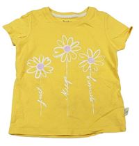 Žlté tričko s kvety s flitrami Nutmeg
