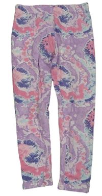 Lila-modro-růžové batikované legíny Primark