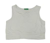 Biely crop top s nápisom Benetton