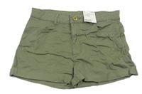Khaki riflové kraťasy H&M