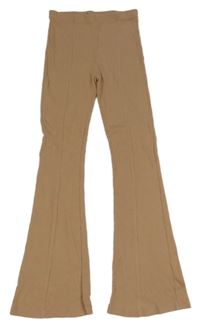 Béžové žebrované flare legíny Peacocks