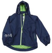 Tmavomodrá šusťáková jarní bunda s kapucí 