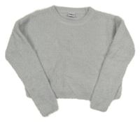 Svetlosivý chlpatý crop sveter Page one young