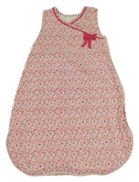 Bílo-růžovo-oranžovo-fialový květovaný lehký spací pytel s mašlí  