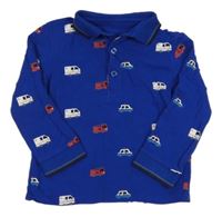 Tmavomodré polo tričko s autami Bluezoo