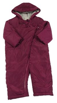 Vínová šušťáková zimná kombinéza s mašľami a kapucňou M&S