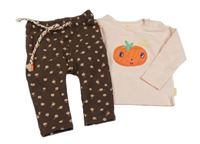 2set - Hnědé květované tepláky + růžové triko s rajčetem 