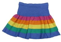 Modro-farebná pruhovaná úpletová sukňa