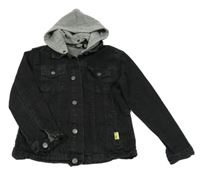 Tmavošedá riflová bunda s teplákovou kapucí Alive