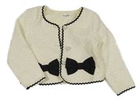 Smetanovo-čierne trblietavé bolerko s mašľami