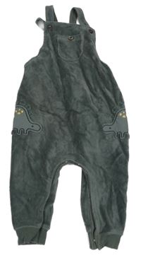 Šedozelené sametové laclové tepláky s diny Next