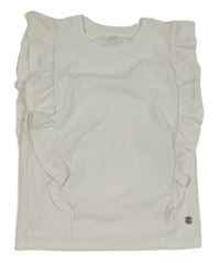 Biely rebrovaný top s volánikmi Yigga