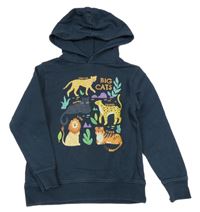 Šedomodrá mikina so zvieratkami a kapucňou