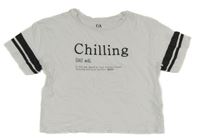 Bielo-čierne crop tričko s nápismi C&A