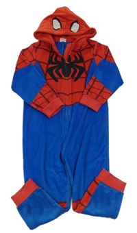 Tmavomodro-červená plyšová kombinéza s kapucí - Spiderman Marvel