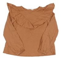 Broskvové triko s volánkem H&M