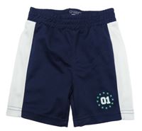 Tmavomodro-bílé sportovní kraťasy s číslem Primark
