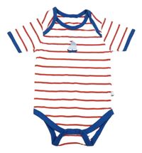 Bielo-červeno-modré pruhované body s loďkou Liegelind