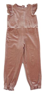 Růžový sametový kalhotový overal H&M