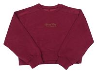 Vínová športová crop mikina s nápisom Zara