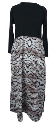 Dámské černo-béžové vzorované midi šaty Primark 
