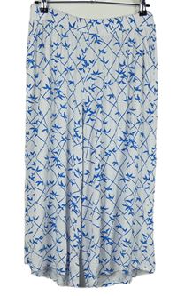 Dámské bílo-modré vzorované culottes lehké kalhoty Patra 